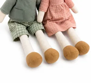 Nordic style cotton linen fabric cloth dolls detail shot, cute soft plush toy for kids birthday gift.
