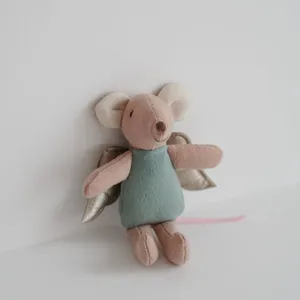 Plush Mouse Toy with Angel Wings and Green Dress Cute Stuffed Animal Doll Variant