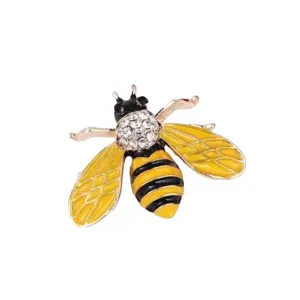Gold tone rhinestone bee brooch pin cute insect fashion jewelry accessory for women apparel gift