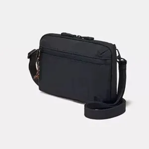 Black crossbody bag, nylon passport wallet, multi-functional small shoulder bag for travel.