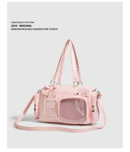 Borsa ita rosa shopper trasparente tracolla grazioso fiocco esposizione bambola Boston