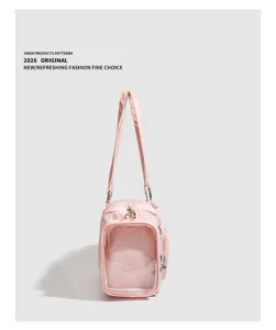Borsa ita rosa tote trasparente borsa a tracolla con finestra trasparente per uso quotidiano