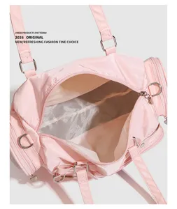 Rosa carina ita borsa boston grande capacità elegante borsa a tracolla casual moda.