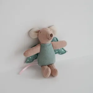10cm plush mouse doll variant in green dress with cute wings, soft fabric toy for mini crib.