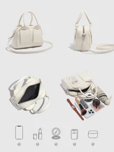 Bolso de mano de cuero PU blanco casual bolso cruzado bonito bolso de hombro con correa
