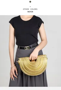 Stylish gold pleated crescent handbag women high-end niche design shoulder cross body bag