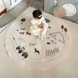 Nordic Style Cartoon Animal Farm Print Baby Crawling Mat Children Room Play Mat