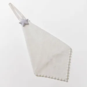 Hanging hand towel absorbent fleece face towel with cute star decor for kitchen bathroom use.