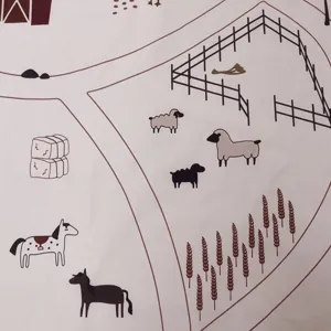 Nordic style farm print children play mat, cute cartoon animal design for kids room, soft carpet