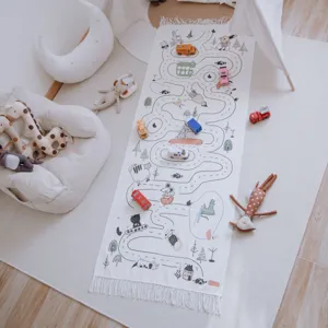 Nordic style children play mat road printed baby crawling mat soft kids room floor rug carpet