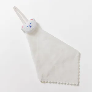 Cute white bear hanging hand towel, soft absorbent quick-dry dish towel for home kitchen.