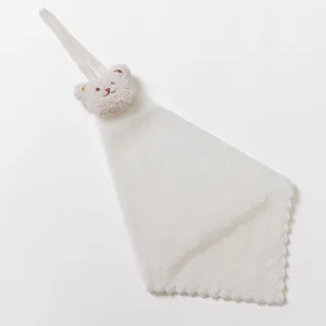 Cute bear hanging hand towel, soft absorbent face towel for kitchen and bathroom use.