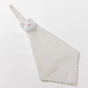 Cute hanging rabbit hand towel, soft absorbent quick-dry face towel for kitchen and bathroom.