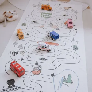 Nordic style children play mat baby crawling rug cartoon road print for nursery decor