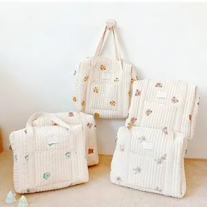 Gesteppte Wickeltasche Große Kapazität Mama Tasche mit Niedlichen Tieren Stickerei