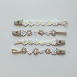 Korean style cute daisy baby pacifier clip strap infant teething soothing chain holder