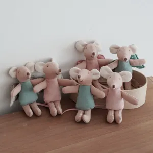 10cm cute mouse plush doll with angel wings and dress, mini dollhouse role play toy for kids.