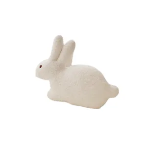 White fluffy rabbit plush toy, cute long-eared stuffed animal soothing doll for children.