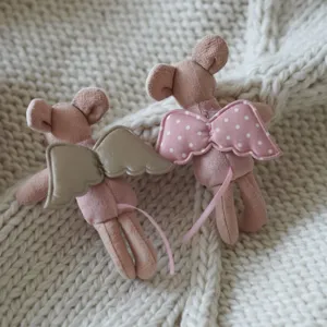 10cm cute angel wings plush mouse doll mini dollhouse toy children lovely roleplay gift