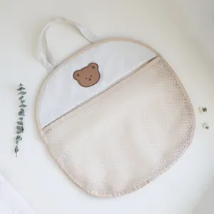 Korean style cute bear hanging mesh bath storage bag for toys and baby bath accessories.