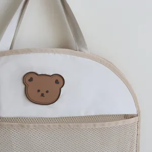 Cute bear bathroom storage bag hanging mesh organizer for bath toys and baby accessories detail