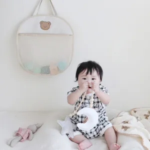 INS Korean Style Bear Rabbit Mesh Bath Toy Storage Bag Hanging Organizer For Kids Bathroom Nursery