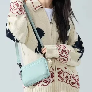 Women Crossbody Bag Small Shoulder Bag Casual Multi-Pocket Handbag Light Green