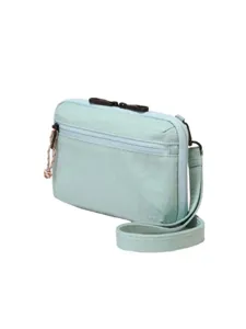 Mint green multi-pocket crossbody bag for women, casual zipper shoulder bag with adjustable strap.