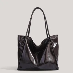 Large Capacity PU Leather Tote Bag For Women Versatile Single Shoulder Commuter Handbag Casual Daily Chic Shopper Bag