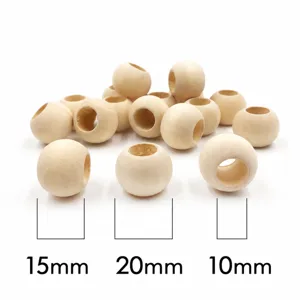 Natural wooden loose beads large hole barrel beads diy jewelry accessories 10mm 15mm 20mm