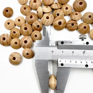 Natural beechwood abacus spacer beads for DIY jewelry making, size detail display showing wooden beads.