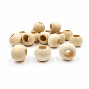 Natural wood beads bulk, large hole wooden barrel beads for DIY jewelry accessories.