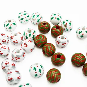 Wooden beads 16mm Christmas tree bell DIY jewelry craft accessories detail view