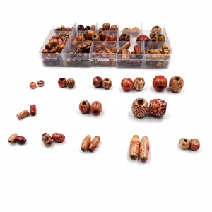 Wooden beads box for DIY jewelry making, large hole wood beads and dreadlock accessories craft.