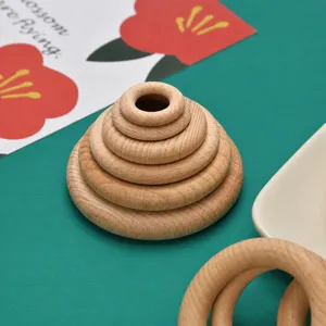 Natural beech wood teething rings blank DIY craft accessories wooden circles 25-50mm