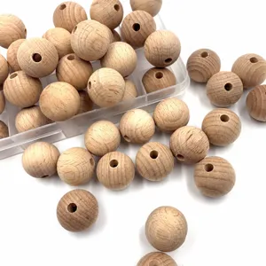 Natural wooden beads loose round wood spacer beads with pre-drilled holes for DIY jewelry making crafts.