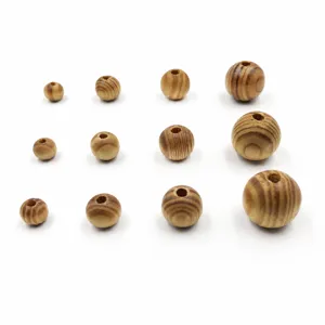 Natural wood beads round loose beads for DIY jewelry making accessories crafts design projects