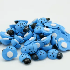 DIY Wooden Ladybug Miniature Cute Cartoon Blue Beetle Micro Landscape Succulent Decor