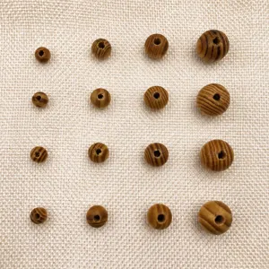 Natural wood beads round loose beads DIY jewelry making accessories assorted sizes.