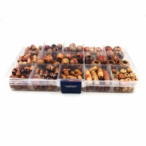 Boxed DIY wooden beads set, colorful large hole beads for handmade hair accessories and crafts.