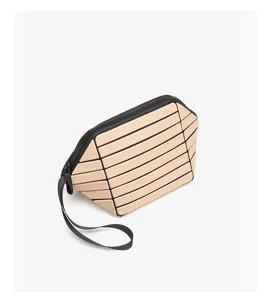 Fashion geometric lattice cosmetic bag portable minimalist clutch makeup pouch for women.