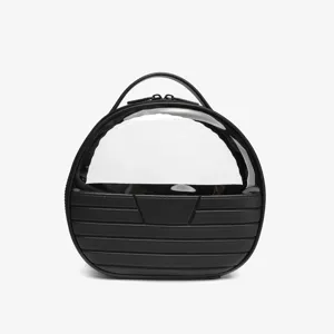 Clear top travel cosmetic bag portable waterproof makeup storage organizer for women daily use.