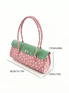 Sac a main epaule rose vert pois fraise style bonbon rabat sac cabas chic tendance.