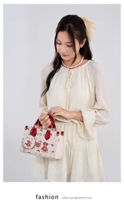 Korean style cute bear print handbag with small round coin purse for women commute daily use.