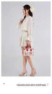 Chic Japanese style cute bear print handbag for women, premium casual shoulder crossbody bag.