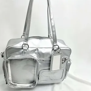 Silver ita bag clear window tote crossbody dual-use large capacity doll bag showcase