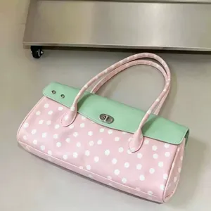 Sac a main a pois rose et vert style mignon sac cabas porte epaule pour femme tous les jours