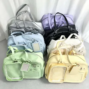 Multi-color large capacity ita bags detail view, showcasing various vibrant shades for fans and students.