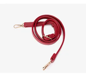 Red PU leather replacement bag strap with gold metal hardware and adjustable buckle.