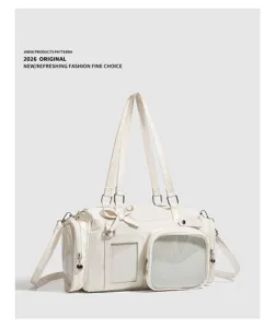 Borsa Ita Bianca Finestra Trasparente Tracolla Dettaglio Vista Quotidiana
